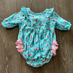 Ruffle Butts Blue and Red Baby Romper